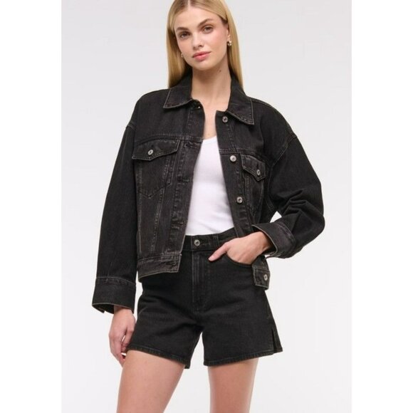 Abercrombie And Fitch Womens The Dad High Rise Short Black Cut Off Size 26 EUC - Picture 1 of 6